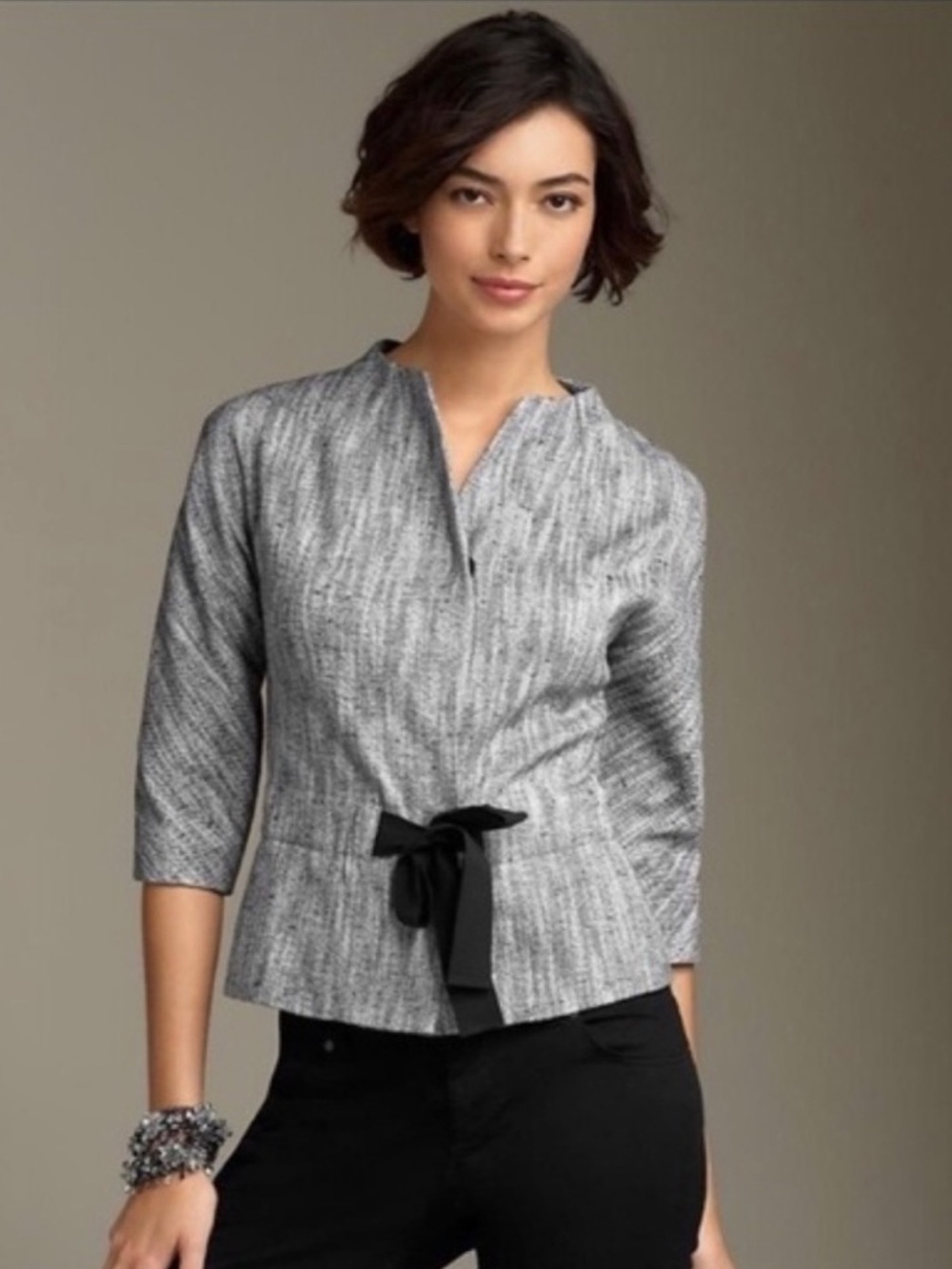 Talbots Sarbonne Jacket Blazer Tie Waist Tweed Belted Sz 6 Office Career…​​